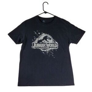 Jurassic World‎ Mens Graphic T-Shirt Black Cotton Short Sleeve Logo Tee Size L
